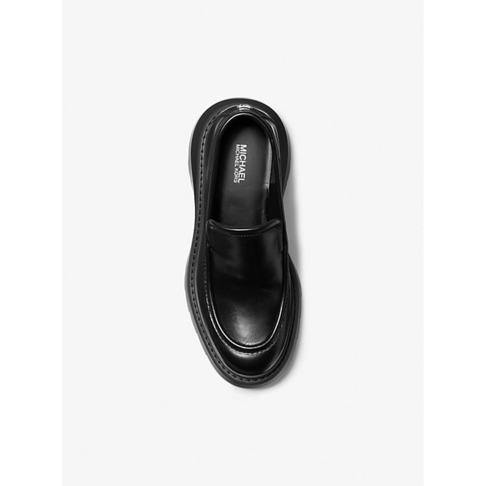 NWOB Michael Kors Black Shiloh Leather Loafers Platform Chunky Y2K Style Size 6M - Picture 4 of 15